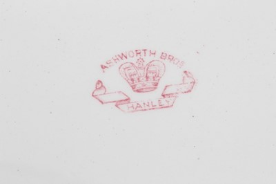 Lot 82 - Two Masons Ironstone plates, in Chinese famille rose style, and four other plates and a sauce tureen stand