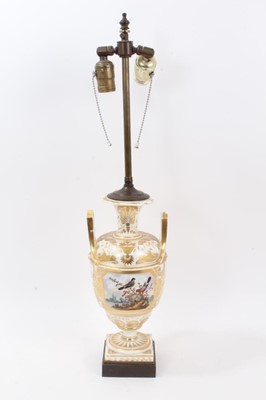 Lot 75 - Derby vase, probably painted by Dodson, circa 1820, now mounted as a table lamp