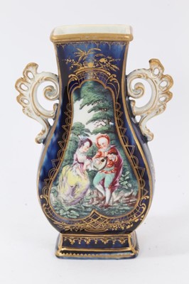 Lot 95 - A Chelsea blue ground vase, finely painted with figures, circa 1762-65
