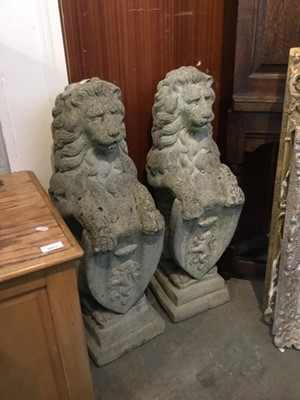 Lot 2 - Pair of re-constituted stone lions