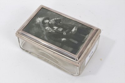 Lot 93 - George V silver topped glass box with inset photographic portrait of the Rothschilds