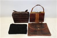 Lot 3131 - Three crocodile skin handbags, plus a black...