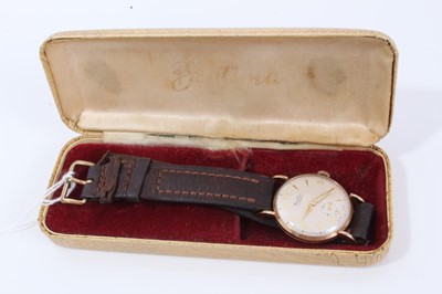 Lot 168 - 1960's Gentleman's 9ct Gold Bentima Wristwatch with presentation inscription to rear of case