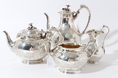Lot 176 - Victorian silver four piece tea and coffee set by Smith & Nicholson London 1854