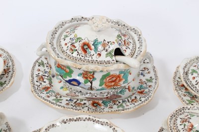 Lot 58 - Early Victorian miniature 52 piece dinner set, probably Minton, transfer printed with an Oriental pattern