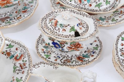 Lot 58 - Early Victorian miniature 52 piece dinner set, probably Minton, transfer printed with an Oriental pattern