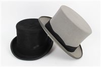 Lot 3132 - Gentlemen's black fur top hat by Bates, size 7...