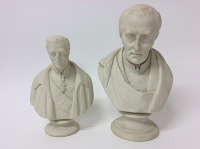 Lot 92 - Two 19th century Parian porcelain busts of The Duke of Wellington