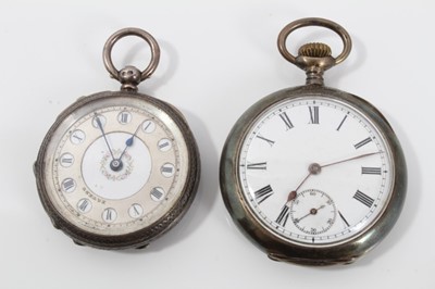 Lot 115 - Two silver cased fob watches
