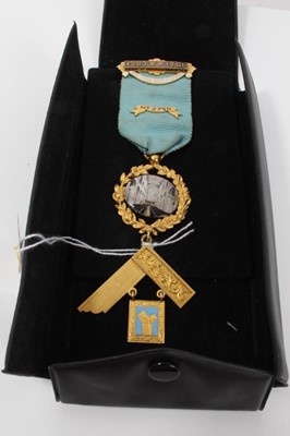 Lot 256 - 9ct gold and enamel Masonic Jewel for the Waltham Abbey Lodge