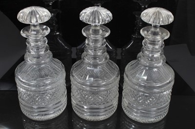 Lot 9 - Trio cut glass decanters