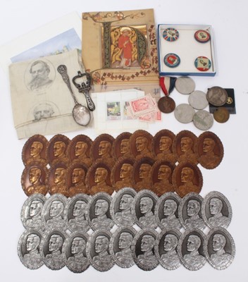 Lot 28 - H.I.M. Emperor Napoleon III of France , a printed silk handkerchief decorated with portraits of Napoleon III , his generals  and Marshals and trophies of arms , a collection of King Edward VIII sou...