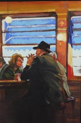 Lot 118 - Michael 'Mick' Smee (1946) oil on canvas - At the bar in the French