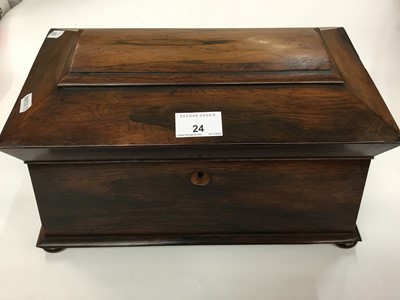 Lot 24 - Early Victorian mahogany sarcophagus shaped tea caddy