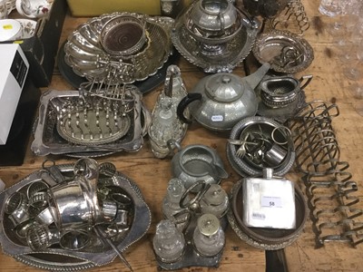 Lot 58 - Large collection of silver plate to include cutlery, baskets, wine coasters, napkin rings and other items