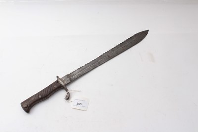 Lot 355 - First World War Imperial German Saw Back Bayonet