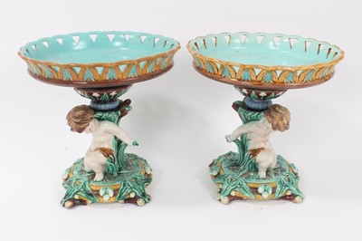 Lot 2 - Good pair of Wedgwood majolica comports