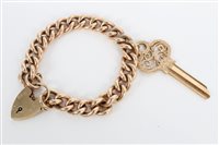 Lot 3226 - Gold (9ct) curb link bracelet with padlock...