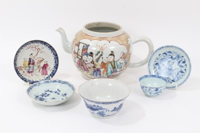 Lot 118 - Large 18th century Chinese famille rose Mandarin teapot, and five further pieces of 18th century Chinese porcelain