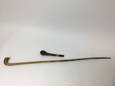 Lot 287 - Rhinoceros horn walking stick handle and crop. circa 1900.