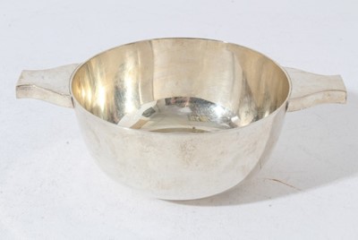Lot 84 - George V silver quaich of conventional form, with engraved initials to base, (Sheffield 1934), maker William Hutton & Sons, at approximately 7.5oz, 15.6cm in diameter