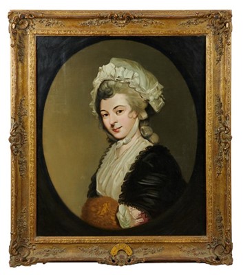 Lot 597 - Manner of George Romney oil on canvas - portrait of a lady, in gilt frame