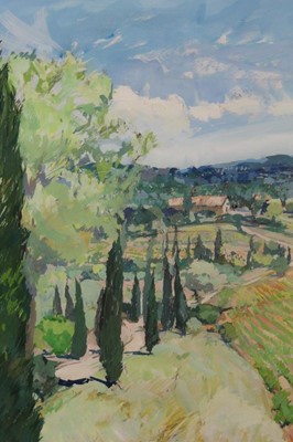 Lot 1059 - Anthony Atkinson (1929-2014) gouache - Road below Souzette, signed, in glazed frame, 43cm x 31cm  
Provenance: Highgate Fine Art