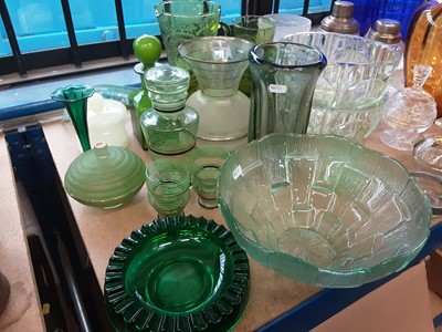 Lot 149 - Collection green tinted glass and other glassware