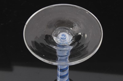 Lot 157 - Georgian blue and white double series opaque twist wine glass