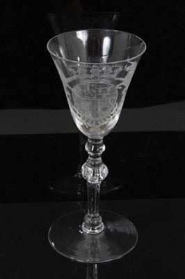 Lot 166 - Georgian 'Newcastle' light baluster armorial wine glass