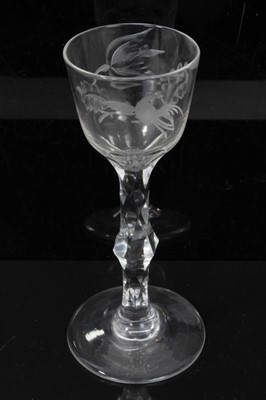 Lot 151 - Four Georgian facet cut wine glasses
