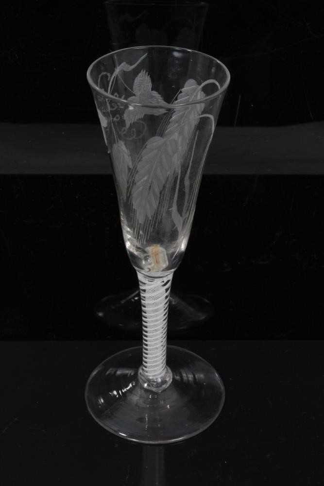 Lot 97 - Georgian double series opaque twist ale glass, c.1765