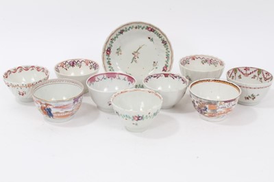 Lot 172 - A Keeling type spirally fluted tea bowl and saucer, pattern number 95, circa 1795, and other famille Rose style tea bowls