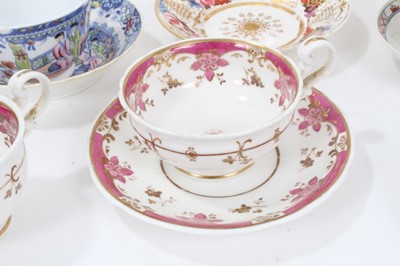 Lot 108 - A Miles Mason sucrier and cover, pattern number 523, another, pattern number 450, a Rockingham cup and saucer and other items