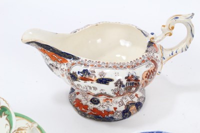 Lot 108 - A Miles Mason sucrier and cover, pattern number 523, another, pattern number 450, a Rockingham cup and saucer and other items