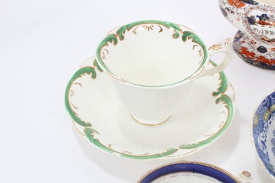 Lot 108 - A Miles Mason sucrier and cover, pattern number 523, another, pattern number 450, a Rockingham cup and saucer and other items