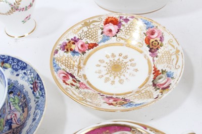 Lot 108 - A Miles Mason sucrier and cover, pattern number 523, another, pattern number 450, a Rockingham cup and saucer and other items