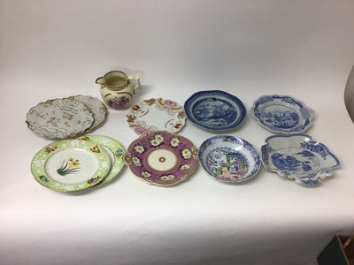 Lot 128 - Masons blue printed shell shaped dish, a Ridgway blue printed two handled dish and other ceramics