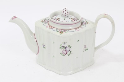 Lot 138 - A New Hall type spirally fluted serpentine sided teapot and cover, circa 1795
