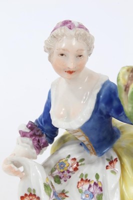 Lot 74 - Meissen figure of a young woman, circa 1755
