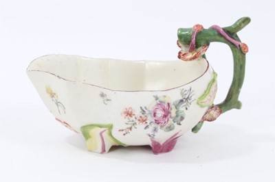 Lot 30 - A Chelsea strawberry moulded sauceboat, circa 1755