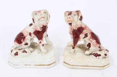 Lot 103 - Small pair of Staffordshire models of spaniels, c.1840, 7.5cm height
