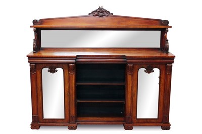Lot 747 - William IV rosewood chiffonier with mirrored back and label verso