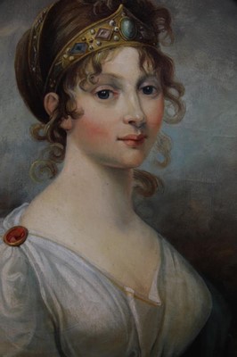 Lot 205 - Continental School, oil on canvas, portrait of a woman with tiara