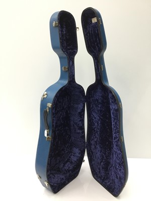 Lot 34 - Cello case by Paxman Ltd, with blue finish, internal measurement approximately 132cm