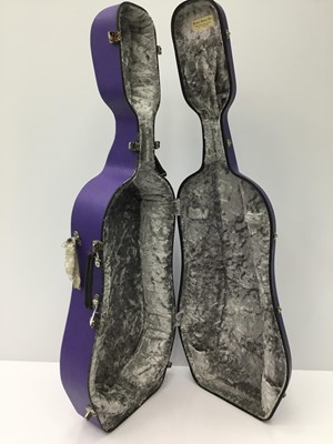 Lot 36 - Good quality Cello case by Paxman Ltd., with purple finish, internal measurement approximately 132cm
