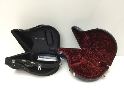 Lot 7 - Holton French horn case, black fabric finish and soft cover, together with another French horn case