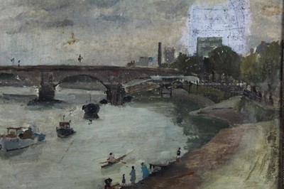 Lot 167 - Colin Hunter (1841-1904), oil on board, A scene on the Thames, signed, in painted frame, 39 x 49cm