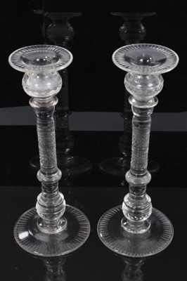 Lot 15 - Good pair of Victorian cut glass candlesticks, 30.5cm height