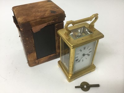 Lot 11 - Late 19th / early 20th century French brass carriage clock